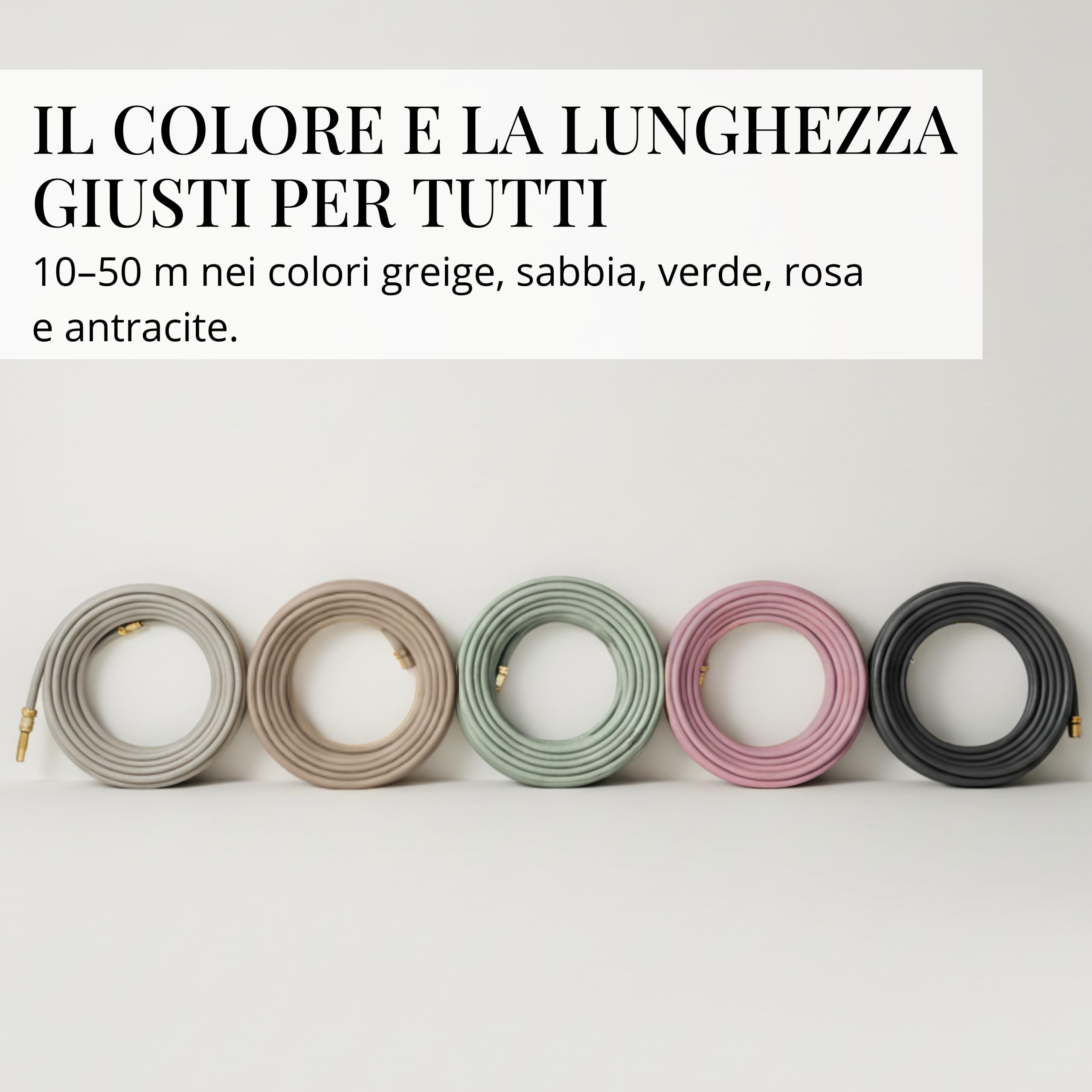 LIVLIG Tubo da Giardino 20m Design – Tubo Irrigazione Flessibile, 60% Riciclato, Resistente UV, Anti-Torsione, 1/2 Pollice, Greige
