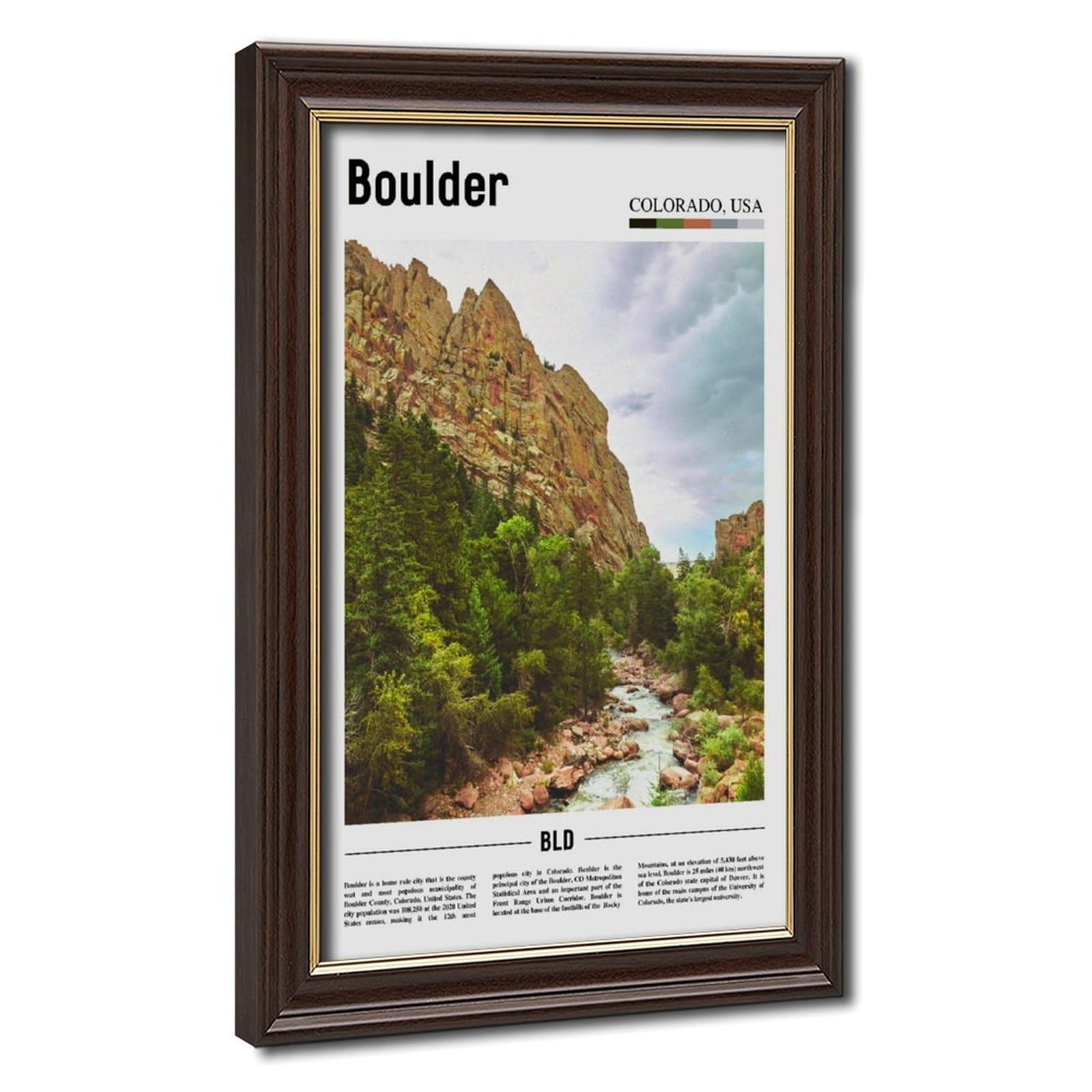 Wcyb Mokume Gane Frame Boulder Colorado The United States Of America Landscape Travel Prints Posters Canvas Deco Paintings Wall Art For Office Living Room Hangable Frame 20"