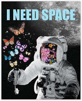 Astronaut I Need Space Funny Abstract Wall Art Minimalist, Aesthetic, Boho & Modern Poster Print for Home, Office, Dorm, Bedroom & Living Room Decor - Creative Idea - Unframed Posters 8x10