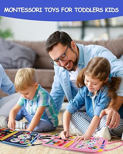 Miniatura 4 de Supplim Busy Board Montessori - Juguete para niños pequeños de 1, 2, 3, 4, 5 años, tablero sensorial de actividad educativa, aprendizaje preescolar,