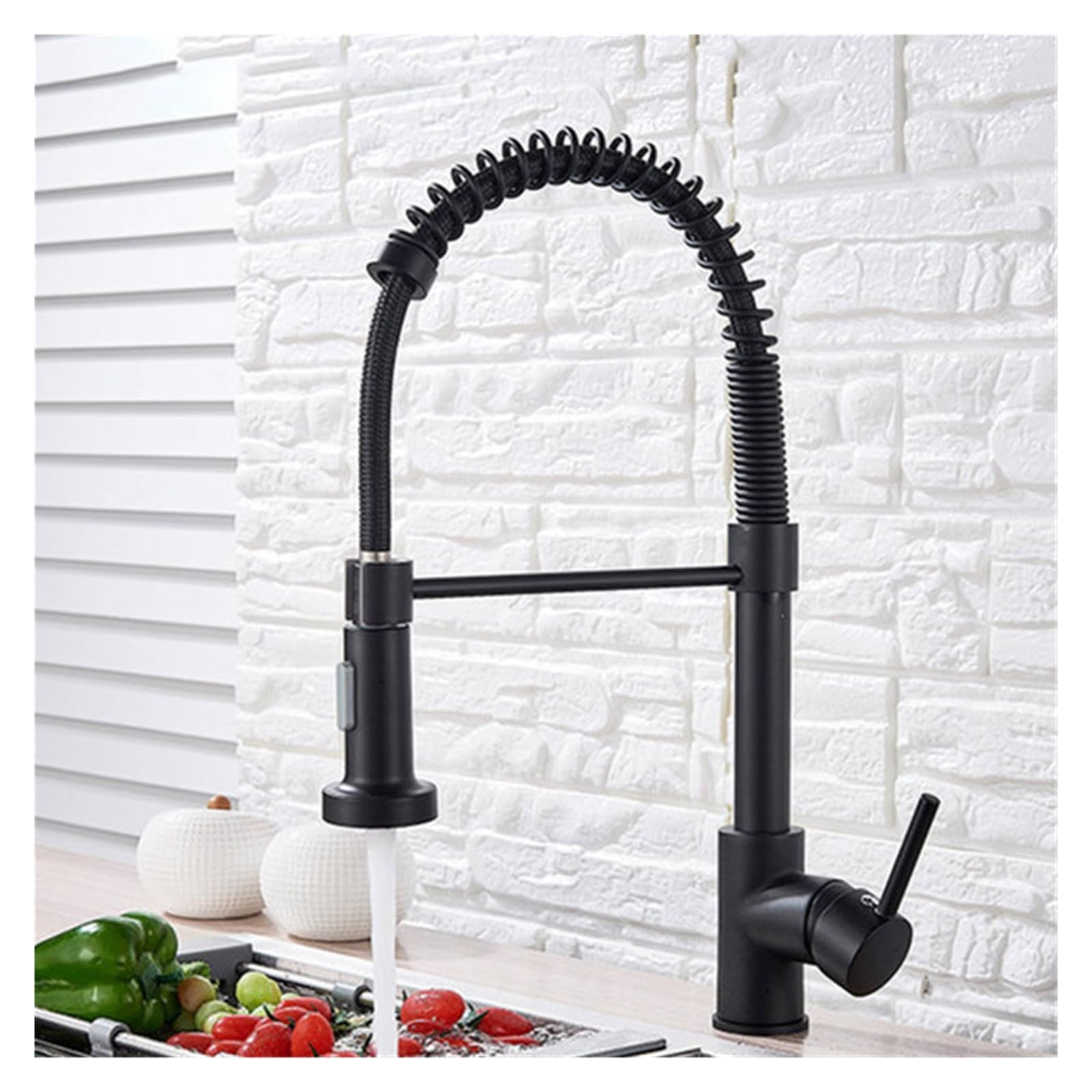 ZQFHSX Matte Black Pull Down Kitchen Faucet with 360° Swivel Hot & Cold Water Mixer Countertop Mount Sprayer Modern Design for Sink – Nickel Finish