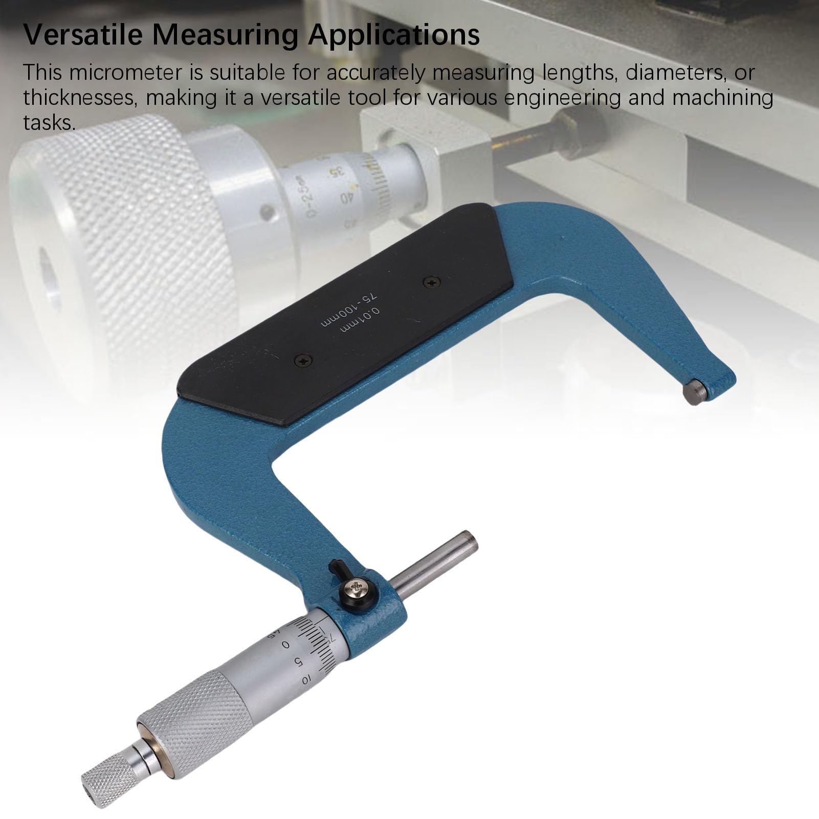 Außenmikrometer-Set, 0,01 mm Genauigkeit, 75 bis 100 mm Messbereich, Maschinisten-Mikrometer für Länge, Durchmesser, Dicke, Messung für technische Bearbeitungsaufgaben,
