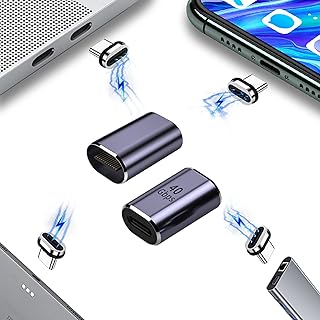 [2Pack Straight+ Extra 2 Plugs] USB C Magnetic Adapter,24 Pins Type C Support Thunderbolt 4,USB4.0, PD 100W Charge,40Gb/s Data Transfer,8K Video Output Compatible with MacBook and More USB C Devices