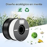 Vista 7 de Creality Paquete de 2 kg de filamento PLA negro y blanco de 1.75 mm para impresión 3D con unión fuerte sin enredos y rendimiento de voladizos