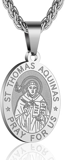 P. BLAKE Oval Saint Christopher/Michael/Joseph/Jude/Virgin Mary/Joseph/Francis/Patrick/Anthony/Benedict/Thomas Necklace for Men Women, Stainless Steel Catholic Patron Pendant with Chain 24 Inches