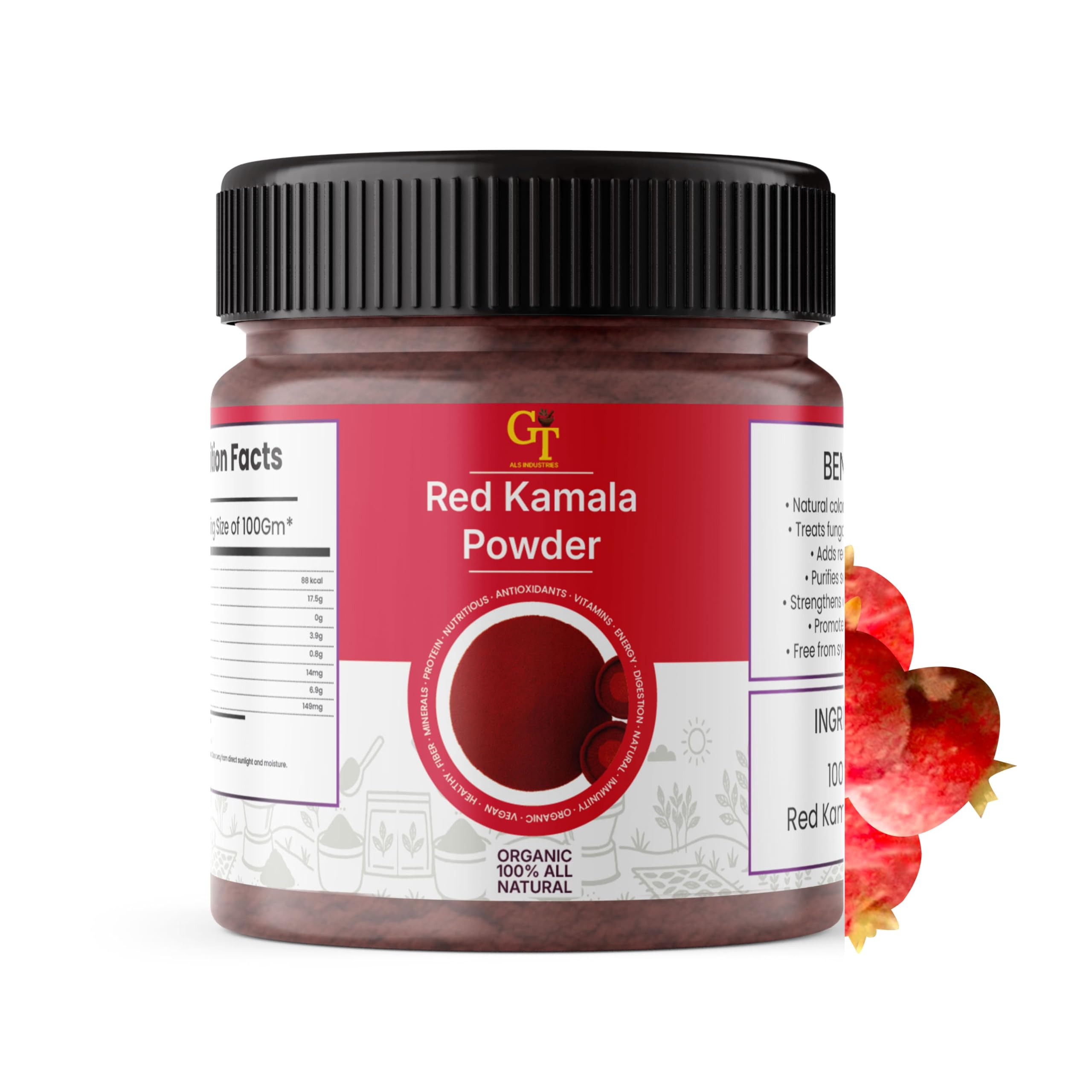 Golden Touch Natural's Red kamala powder,Traditionally used in Ayurvedic formulations,100% natural plant-based product,Free from additives, colors, and preservatives,skin care and hair care-picture-45