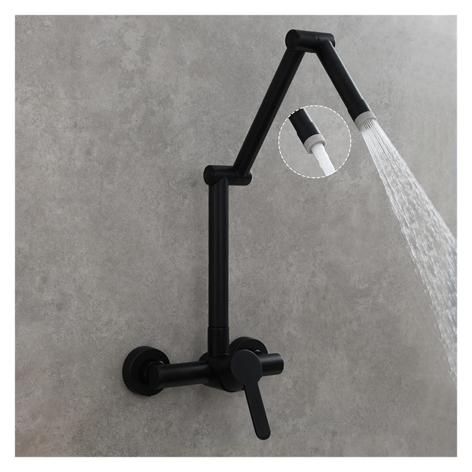 Robinet de cuisine mural en laiton haut design noir mat