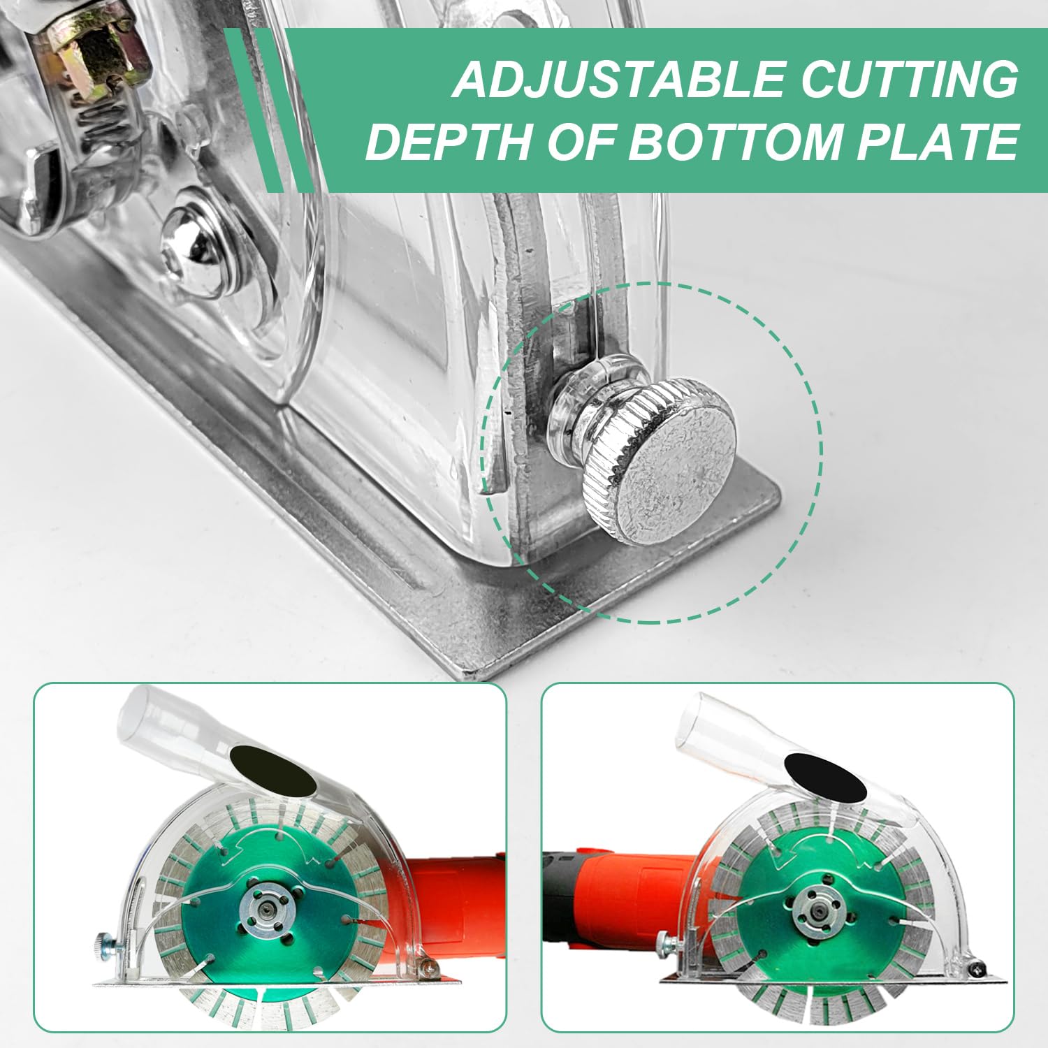 Cappa Aspirante per Smerigliatrice 125mm/100mm/150mm con Chiave Esagonale e Rondelle, Cappa per Smerigliatrice Angolare con Fessure di Guida per Dischi da Taglio da 90mm, 115mm e 125mm (1)