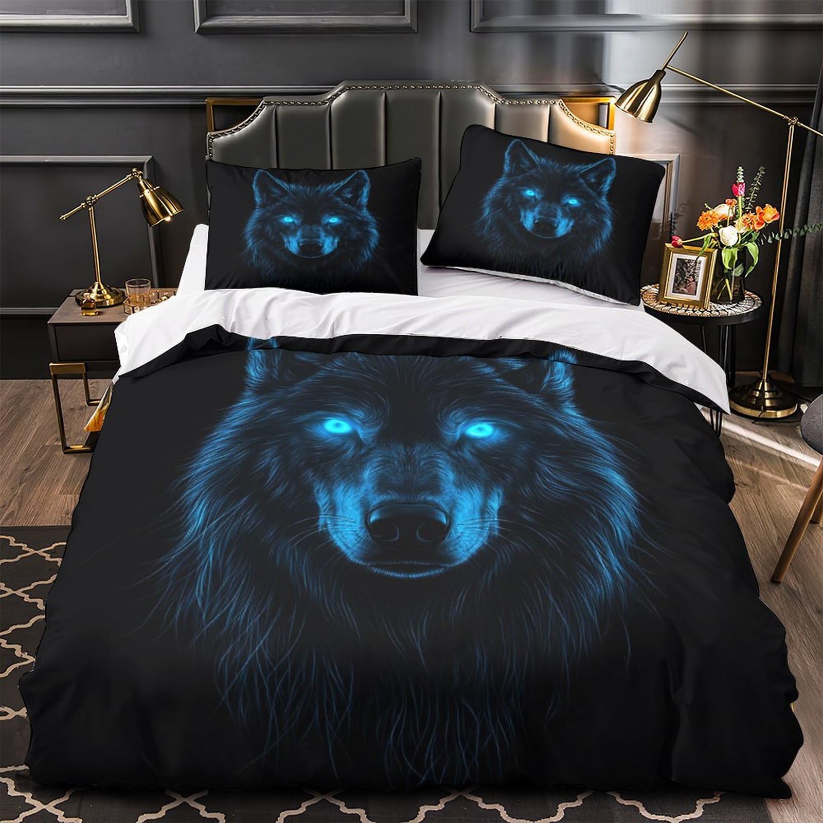 Housse de couette effet 3D romantique pour grand lit de couple
