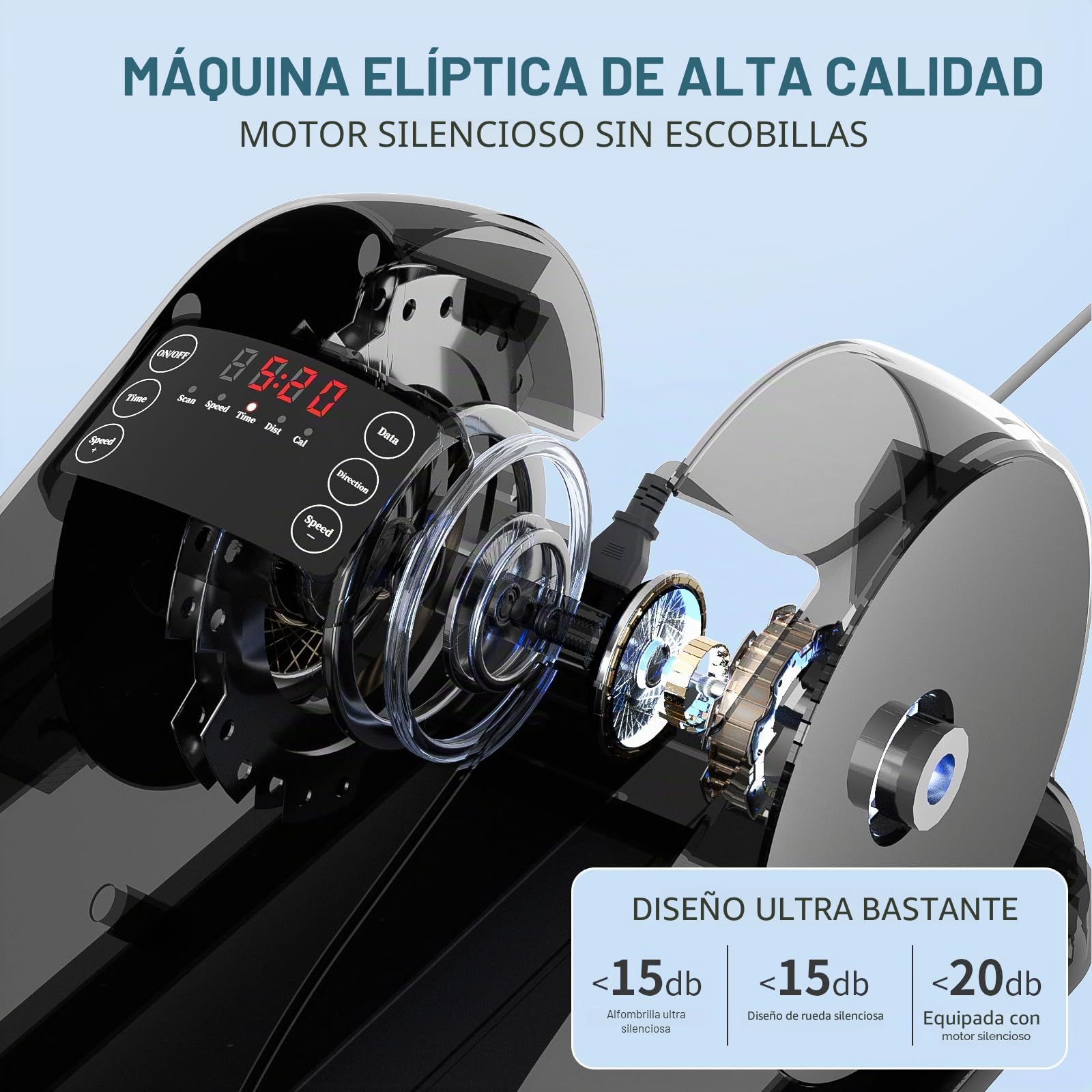 Mini Eliptica Electrica,Pedales Estaticos Personas Mayores,Pedaleador Electrico,Ejercitador de Piernas para Anciano,Elíptica Portátil Ultra Silenciosa,Bicicleta Eliptica Fitness para Casa