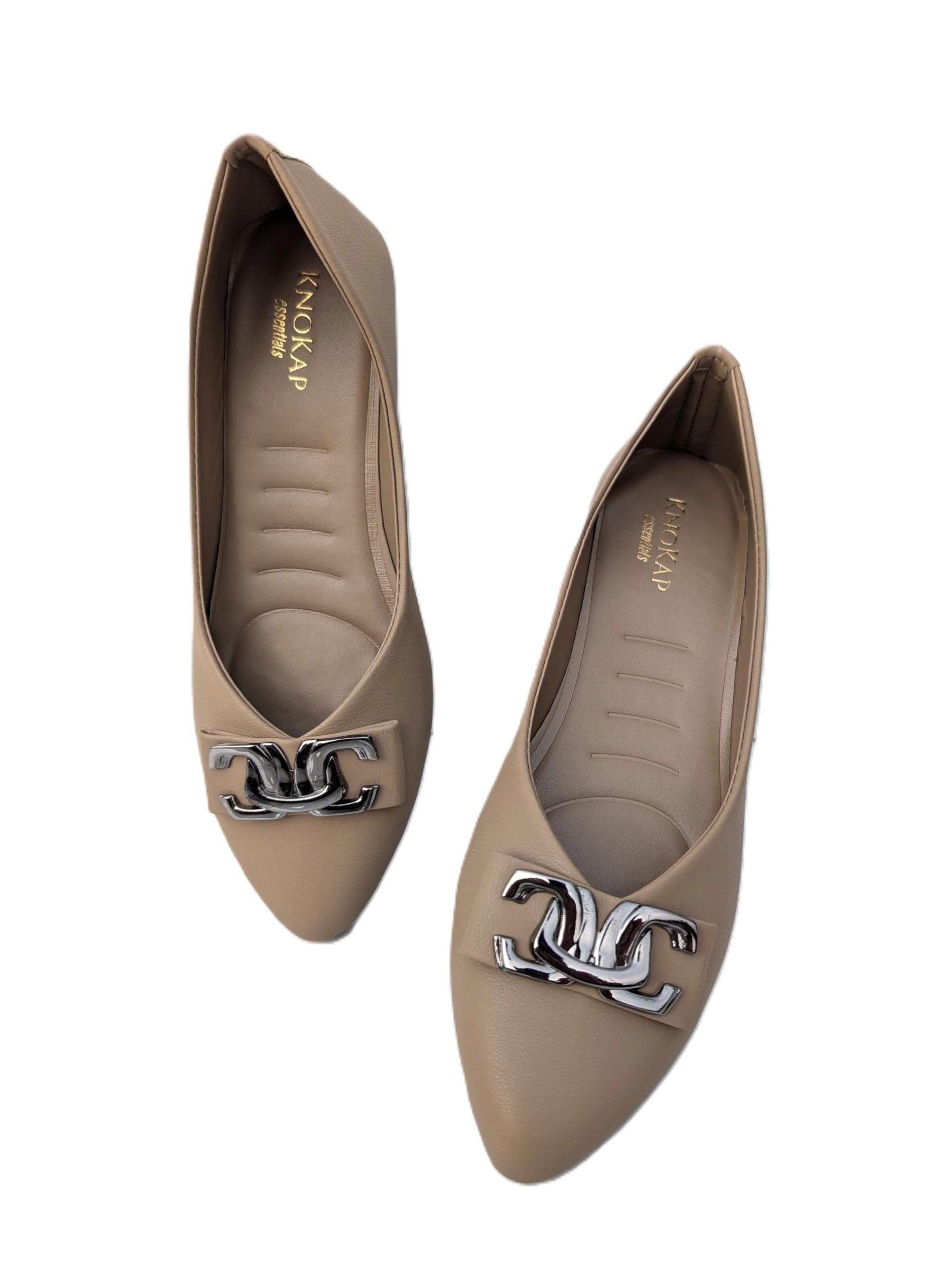 Women Slip-On Light-Weight & Comfortable Casual Ballerinas | Semi-Formals, Smart-Casual, Travel & Shopping, Office Bellies | Cushioned Footbed with Anti-Skid Sole | Peach/Beige-image-30