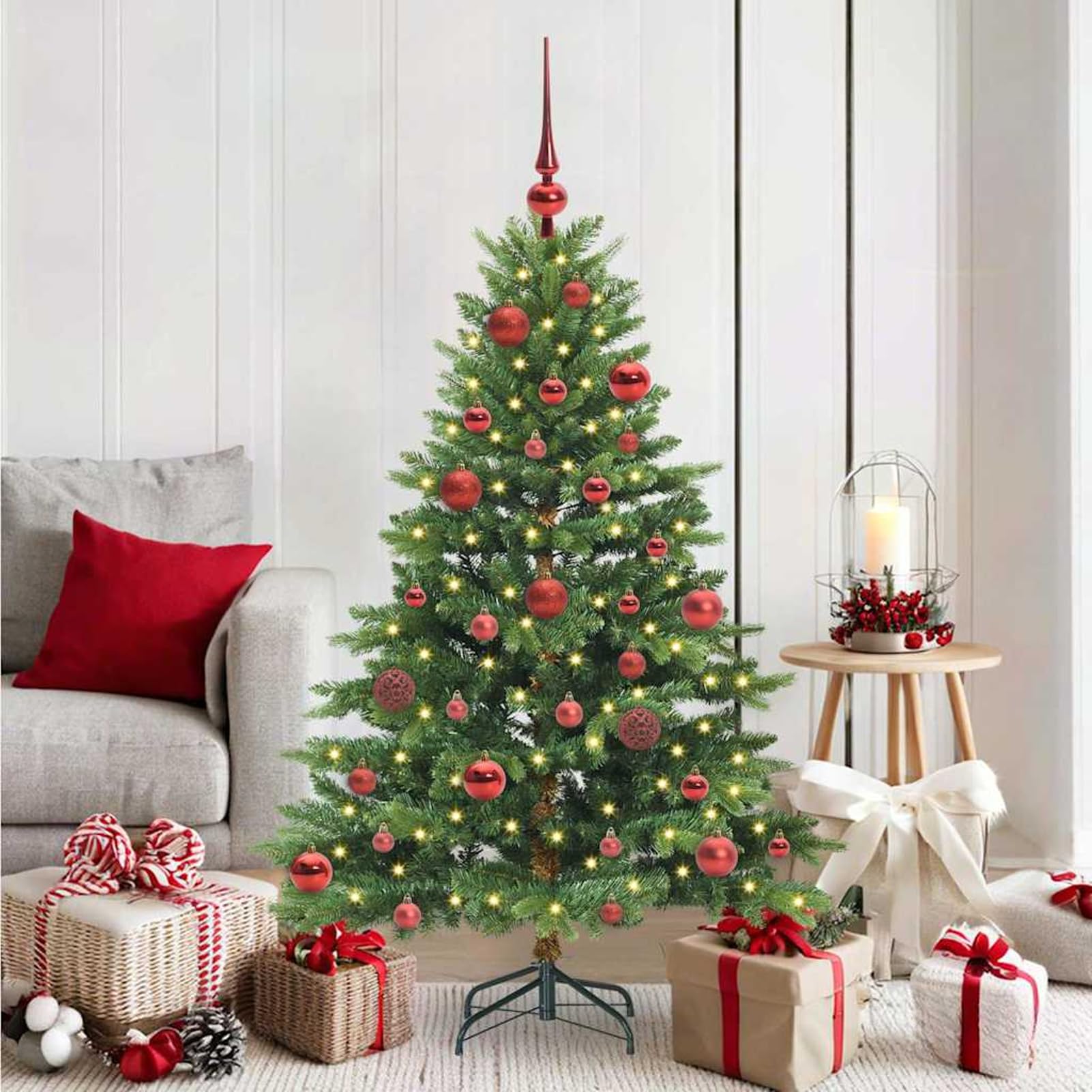 Árbol de Navidad LED de 150 cm verde sin enredos con montaje rápido fácil