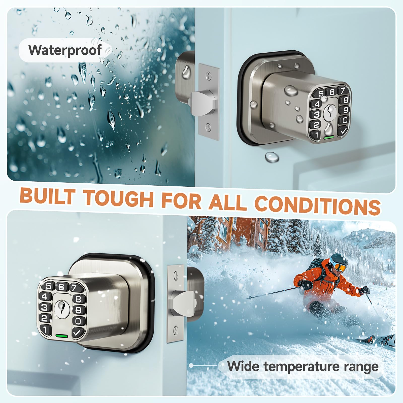 Keypad Door Lock - Waterproof & Auto Lock -4