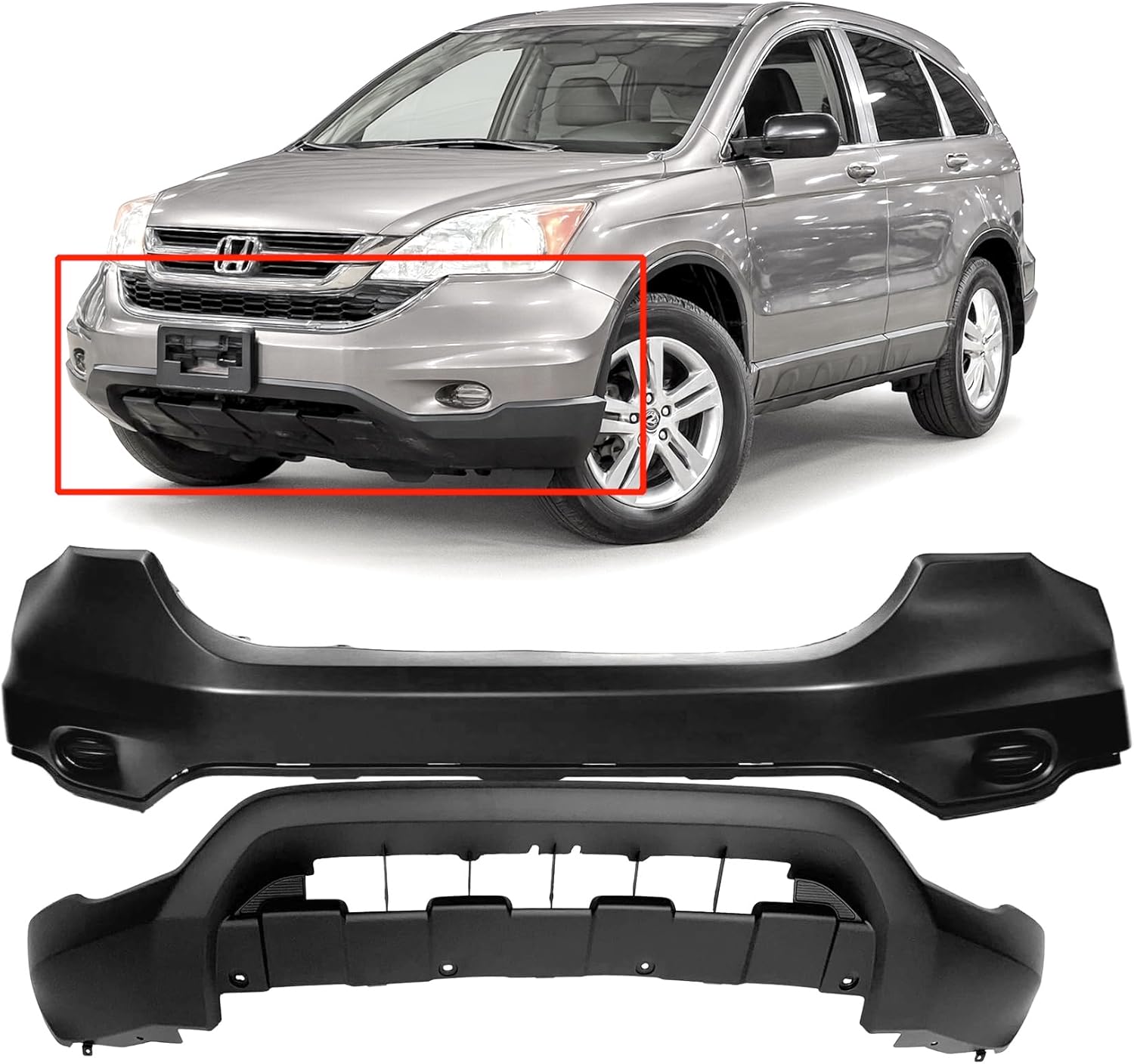 FitParts Compatible with Front Bumper Covers Kit 2010 2011 Honda CR-V LX EX-L EX SE W/Fog Light Holes HO1000270 HO1015104, 04711SWAA80ZZ 04712SWAA92