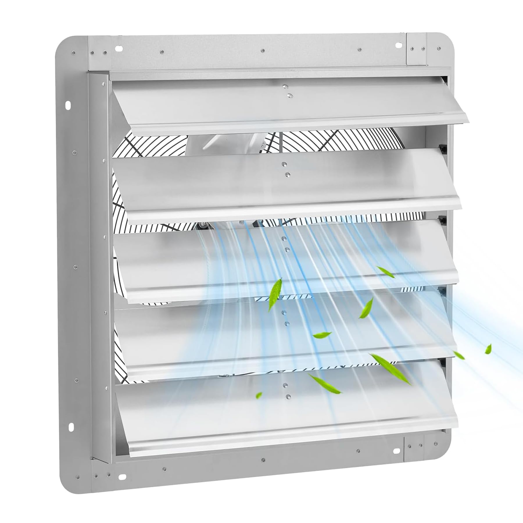 PeacefulHues 24 Inch Shutter Exhaust Fan, Aluminum Automatic Wall Mount Ventilation Fan, 3500 CFM High Speed with 1500 RPM Quiet Motor for Greenhouse,