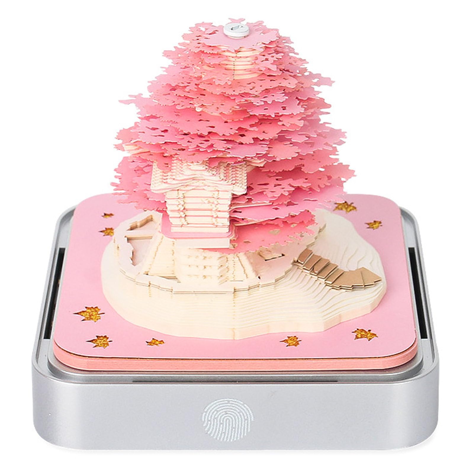 Time Piece Calendar, With Lights Artist Desk Calendar, 2024 Calendar Sakura Tree Creative 3D Notepad, School Year Calendar for Teacher Art Carving Gift Desktop Decoration