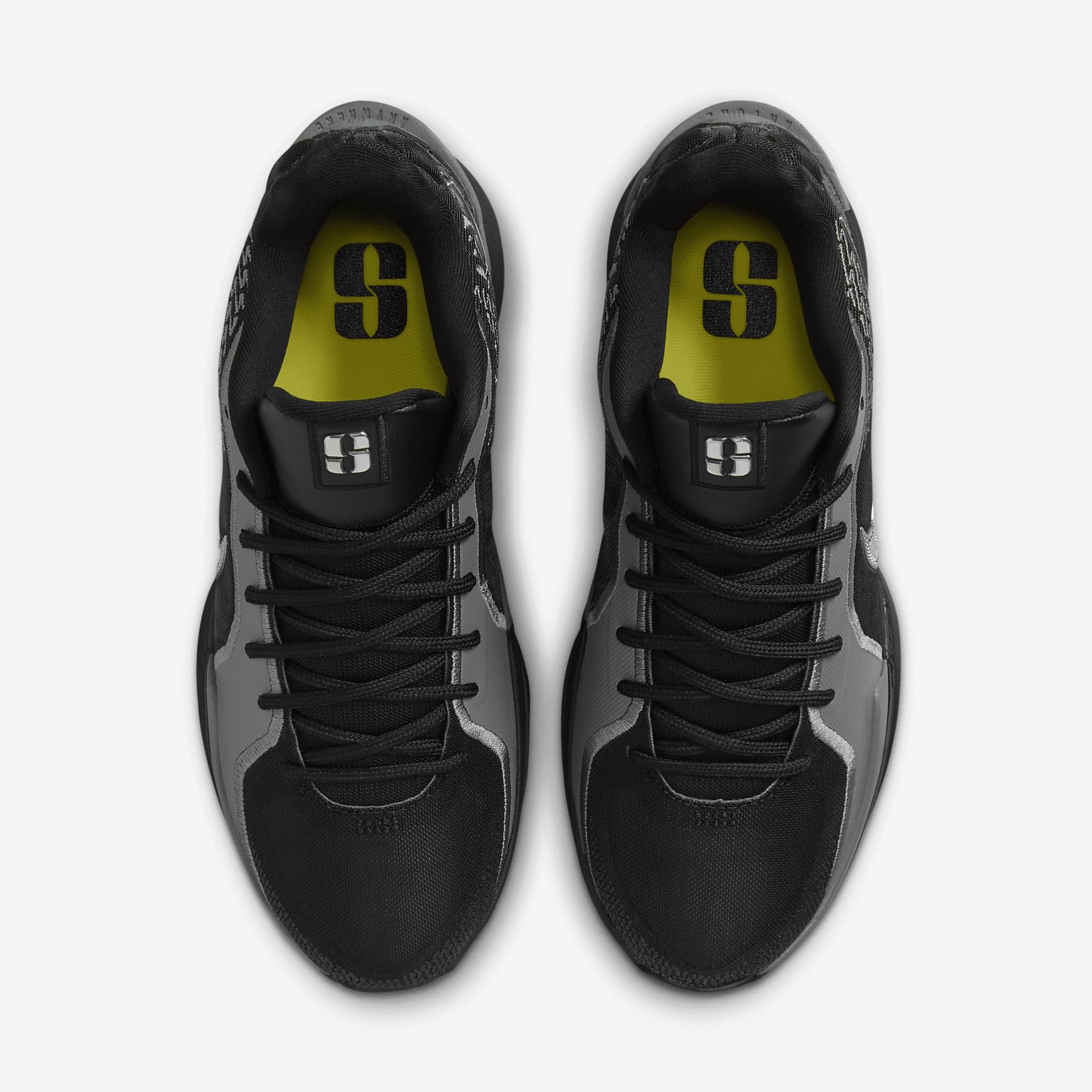 Nike Sabrina 2 Basketballschuhe (FQ2174-001, Black/Smoke Grey/Opti Yellow/Metallic Silver)