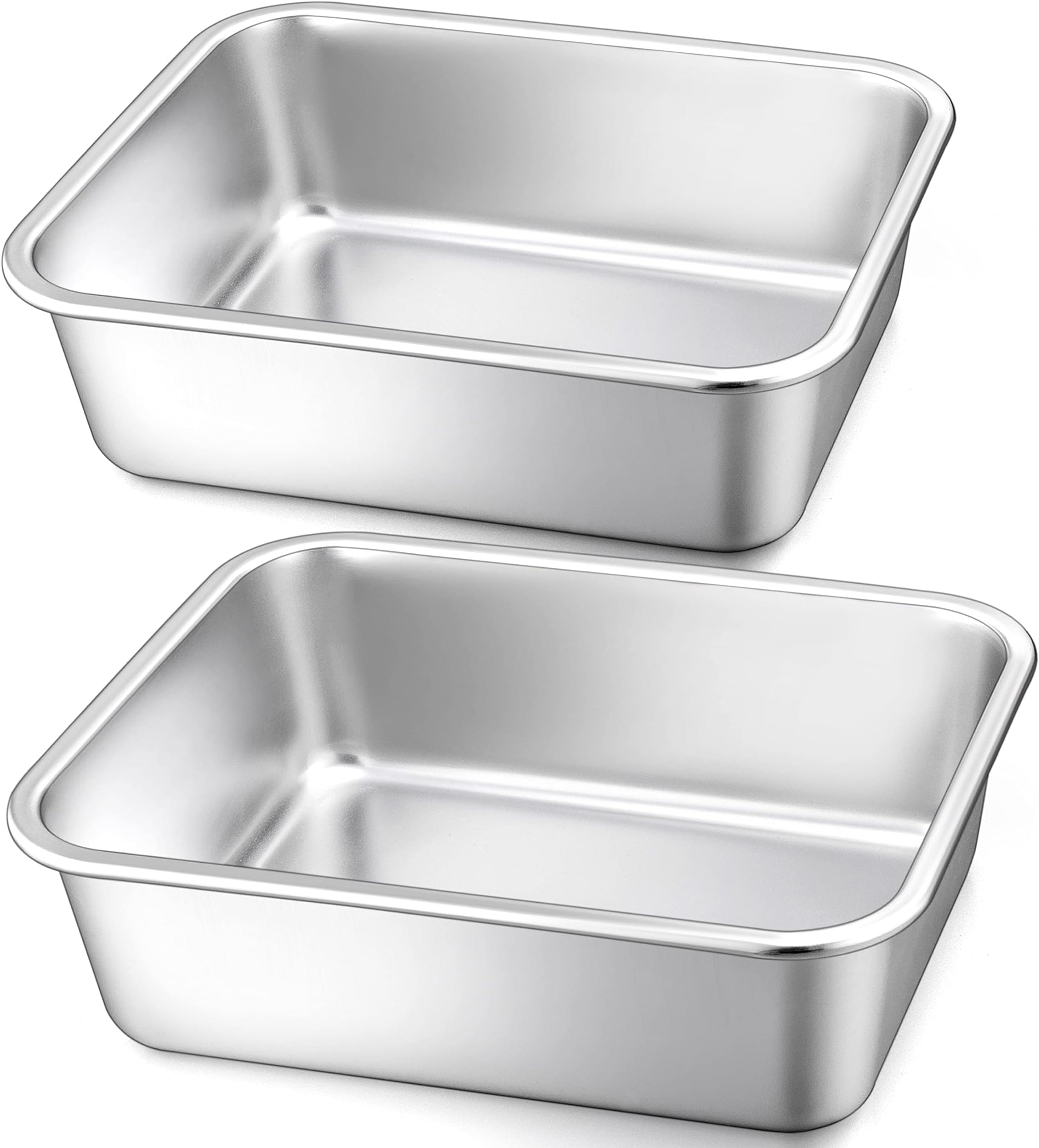 Homikit Lasagna Pan Set of 2, 9x13 Inches Stainless Steel Deep Baking Pan Dish, Large Metal Roasting Tray Pan for Oven Toasting Cooking Serving, Rust free & Heavy Duty, Nonstick & Dishwasher Safe
