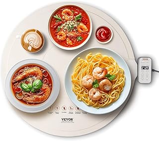 VEVOR Electric Warming Tray, Food Warming Mat for Buffet, Rollable & Portable Silicone Food Warmer with 4 Adjustable Temperature Settings, Auto Shut-Off & Child Lock, Perfect for Parties, Catering