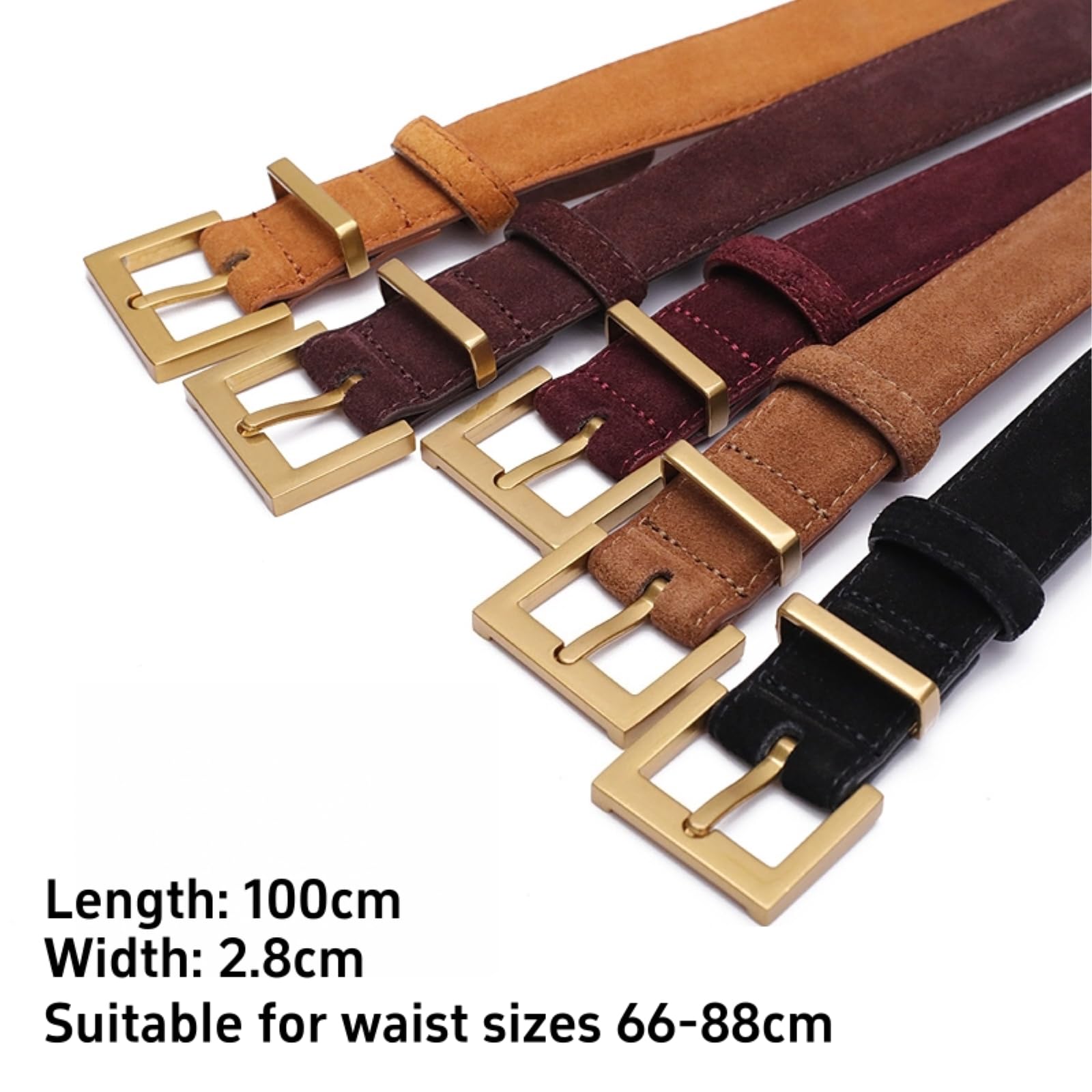 Ceinture Élégante En Daim, Adaptée Aux Robes Denim Décontractées Pour Femmes, À Boucle Alliage Carré