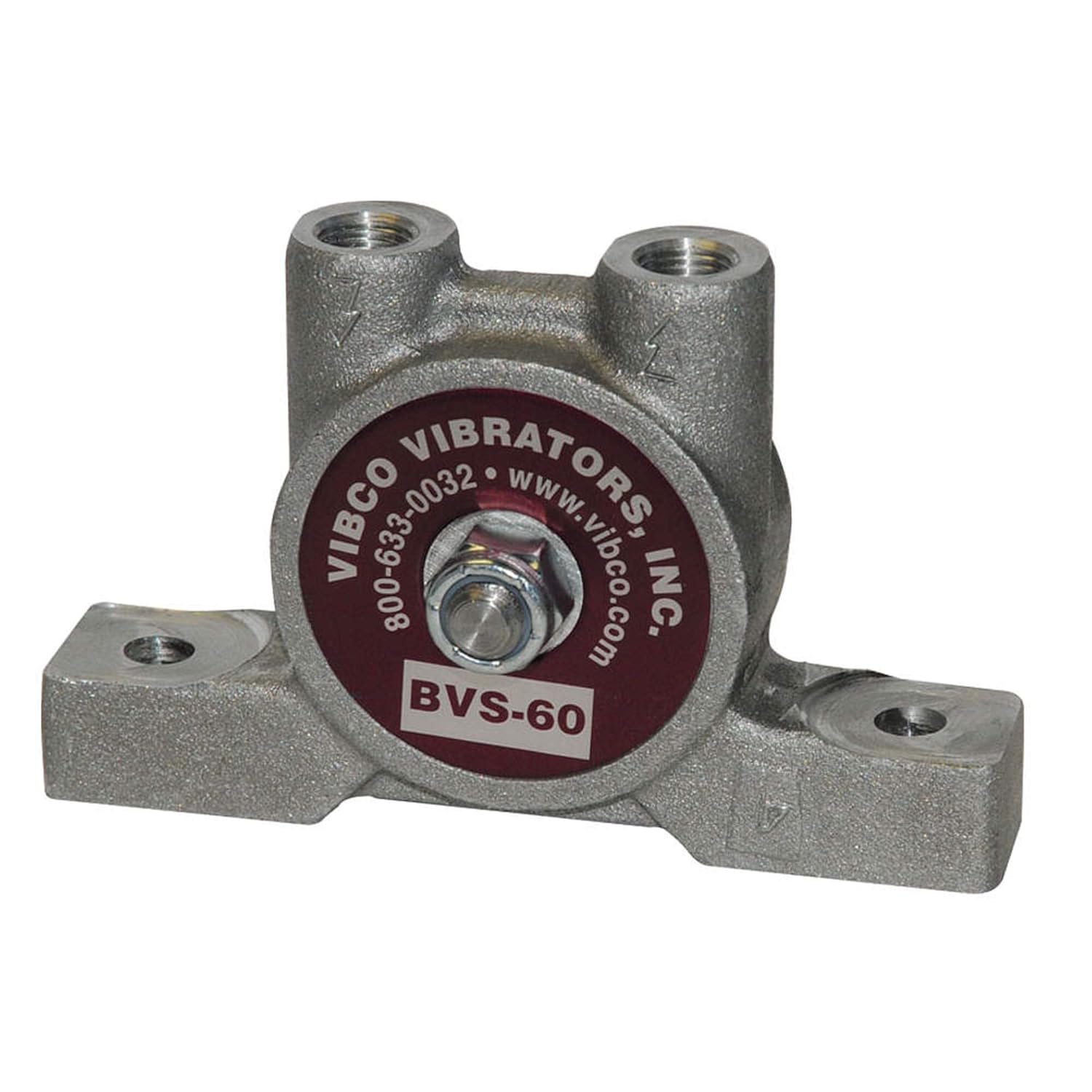 Vibco BVS-60 Silent Pneumatic Turbine Vibrator, 20 lb. Force, 12000 VPM, 4 CFM, 60 psi, Threaded Exhaust, 3" Bolt Pattern