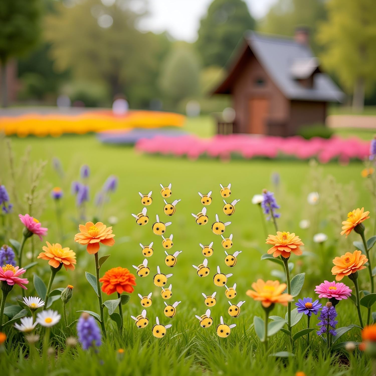 SelHeng 30 Pcs Felt Bees for Crafts Cute Pom Pom Bees Small Felt Craft Balls Mini Bees Figures for Decorations DIY Supplies Felt Applique Kits