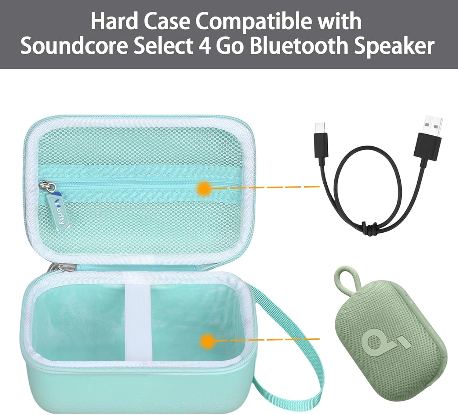 Storage Case for soundcore Select 4 Go Bluetooth Shower Speaker by Anker, Case Only (Green) - Image 2