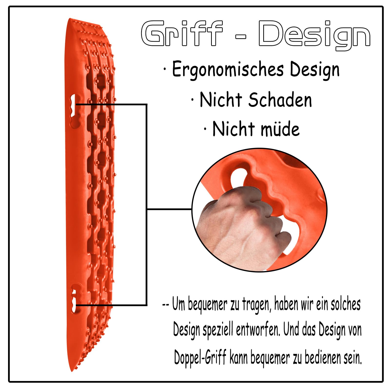 NAIZY 2x Sandbleche Offroad Traktionsmatte Kunstoff Anfahrhilfe Recovery Board Tracks mit Aufbewahrungstasche Traktionsband Max. 10T Last, PKW LKW Traktionsplatten, Orange