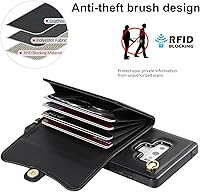 Vista 4 de Asuwish Funda de teléfono para Samsung Galaxy Note 9 con bloqueo RFID, tarjetero para tarjetas de crédito, correa cruzada de muñeca, soporte