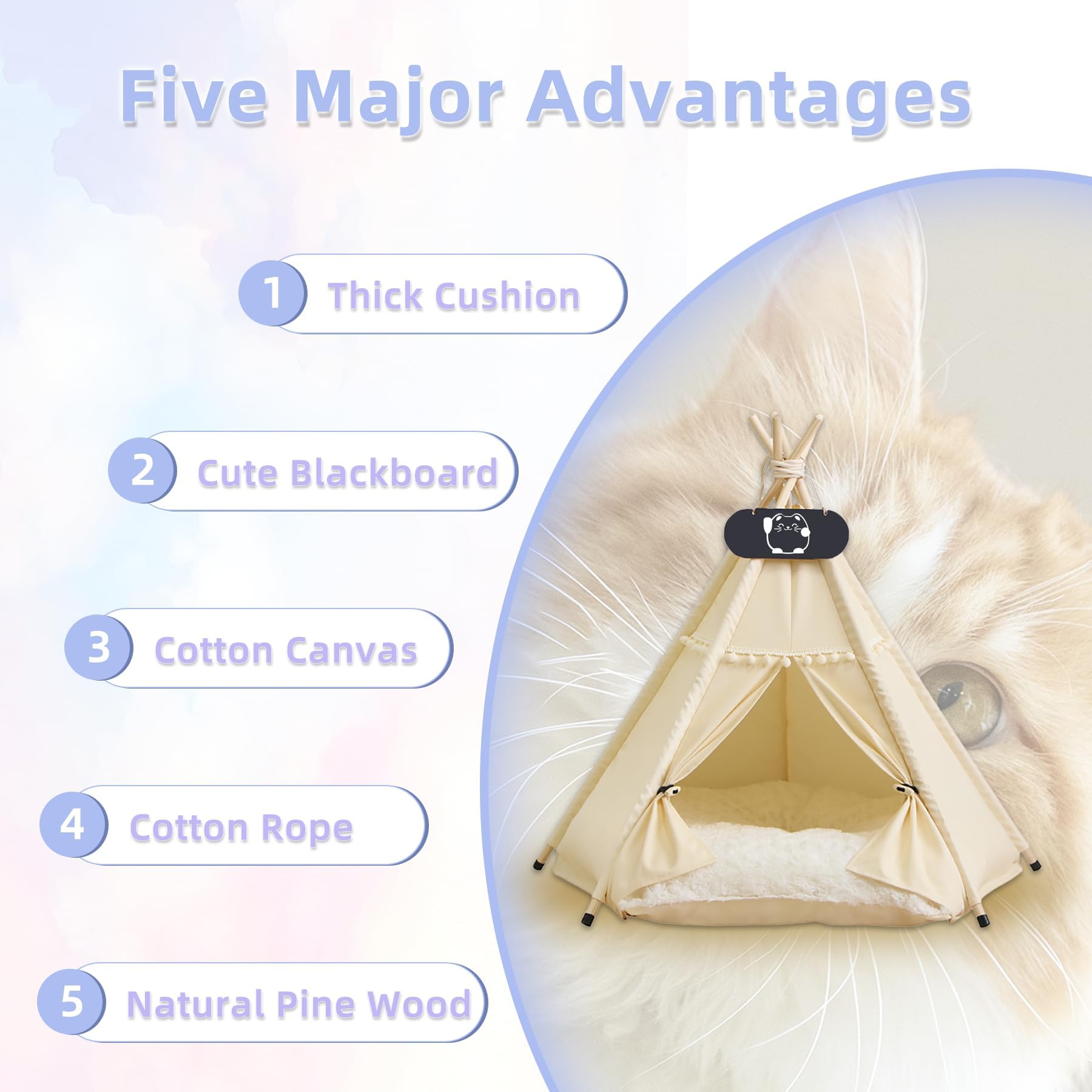 LINCYS Tipi pour Chien, Tente pour Chien, Tente tipi pour Animaux de Compagnie, Tente Lavable pour Chiot pour Animaux de Compagnie pour l'intérieur, Tente de lit avec Coussin Double Face,A,M