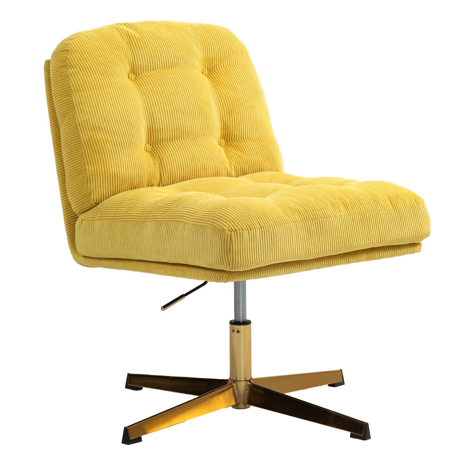 ZOBIDO Modern Accent Corduroy Chairs Comfy Upholstered Vanity Chairs for Bedroom Armchair Dining Chairs with Golden Metal Legs Desk Chair for Living