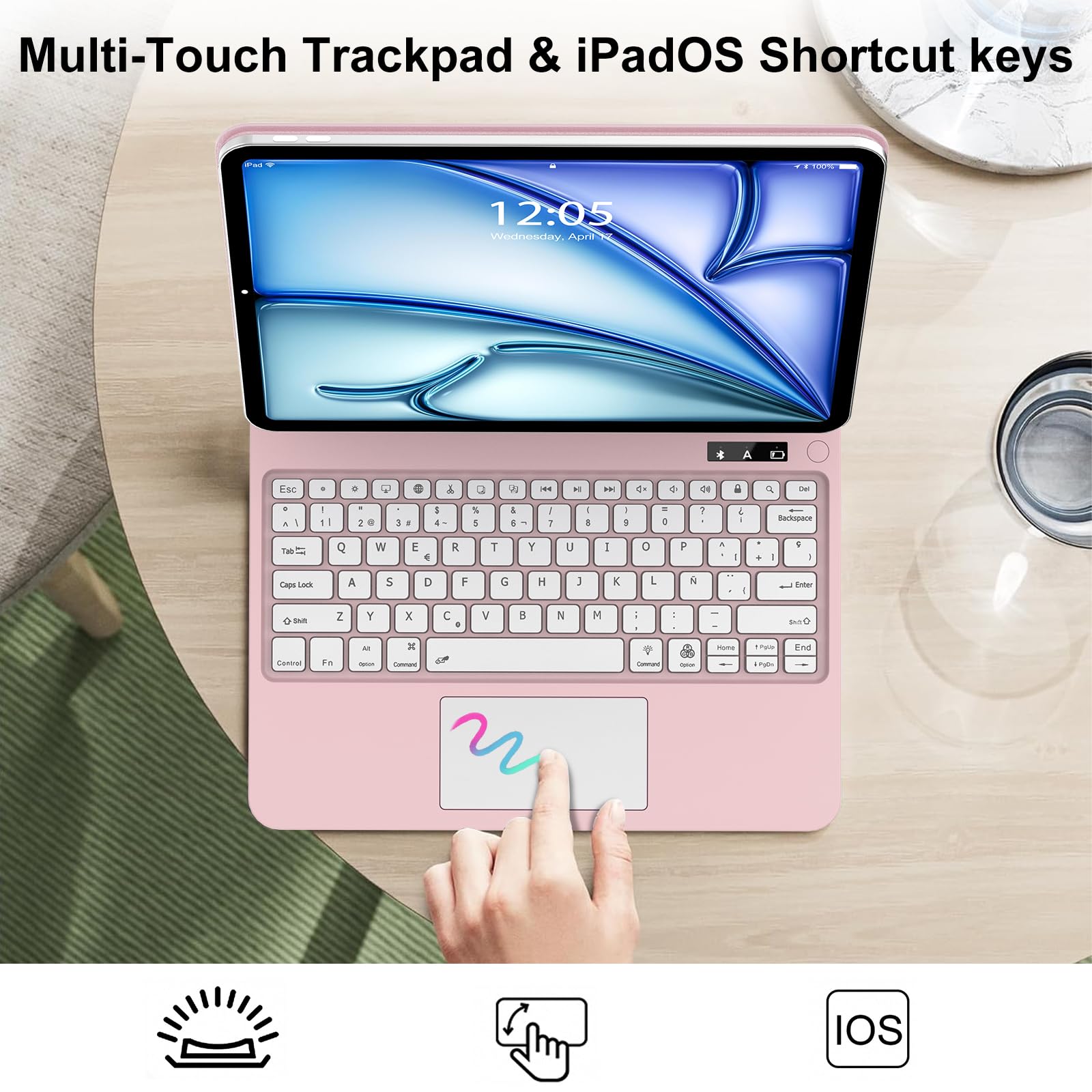 FOGARI Magic Keyboard para iPad Air 13" M4/M3/M2 2026/2025/2024 | Español Ñ Combo Touch Bluetooth Magnético Teclado con Touchpad para iPad Air 13 Pulgadas M4/M3/M2 2026/2025/2024, Rosa