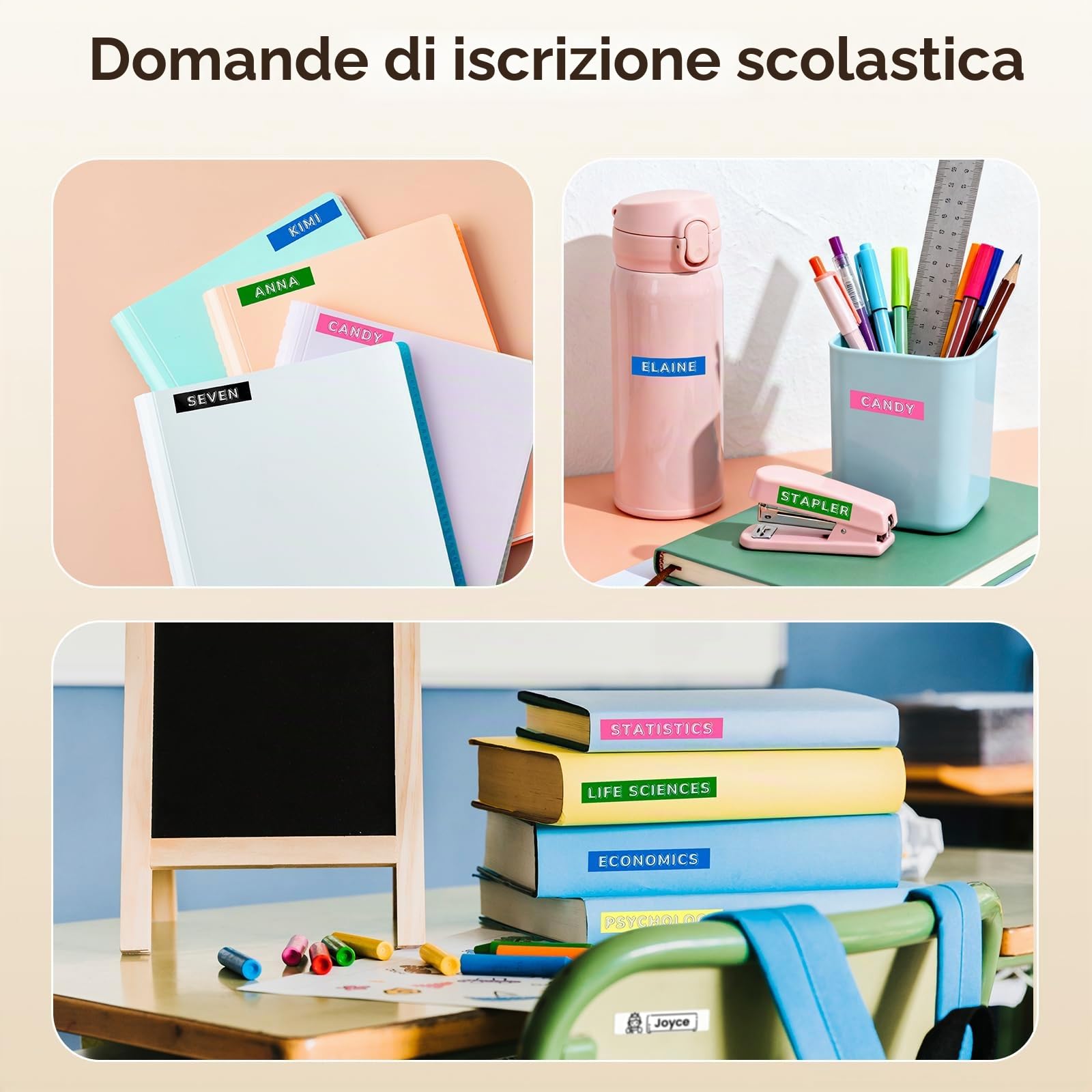 Phomemo Etichettatrice 3D E975, etichettatrice portatile per etichettatrice nera con 6 nastri, design ergonomico, per casa