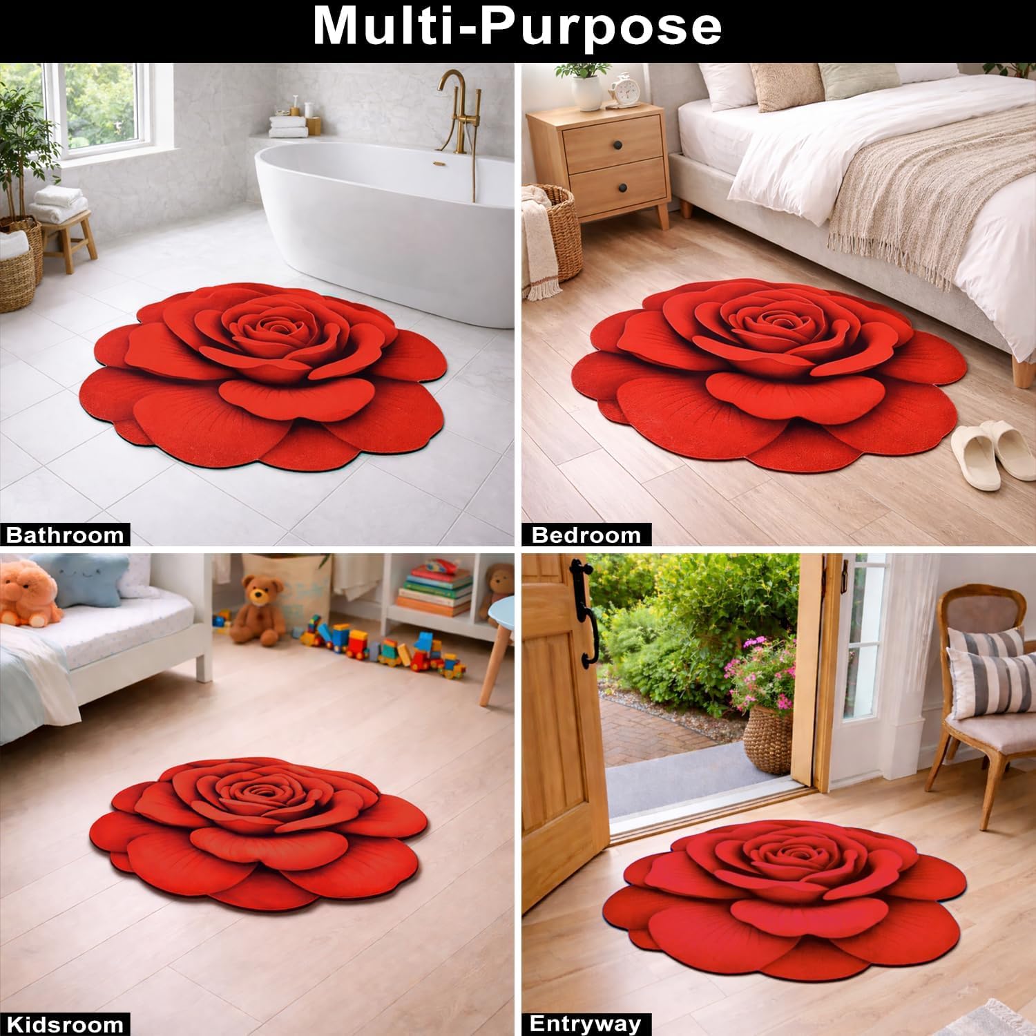 3D Rose Mat - Soft & Decorative Rug -7