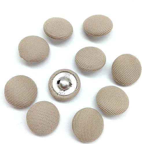 Vista 219 de PEPPERLONELY 10 piezas de tela de 0.394 in cubierta con botones redondos de vástago de metal, azul marino
