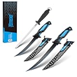 Fillet Knife Kit Combo, Fishing Knives and Honing Rod, Ultra-Sharp G4116 German Stainless Steel, Non-Slip Handle, Durable Storage Bag, Fishing Gifts for Men