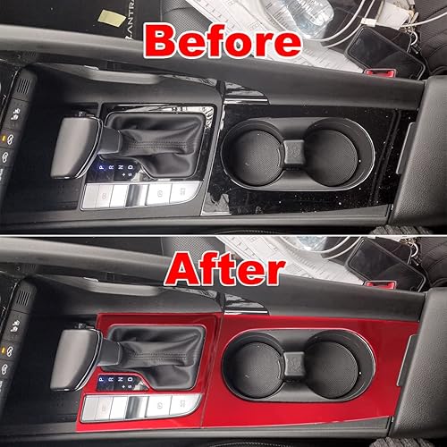 Miniatura 3 de ruihe Cubierta roja para el marco de la palanca de cambios del coche, cubierta de marco compatible con Hyundai Elantra 2021 2022 2023 2024 versión