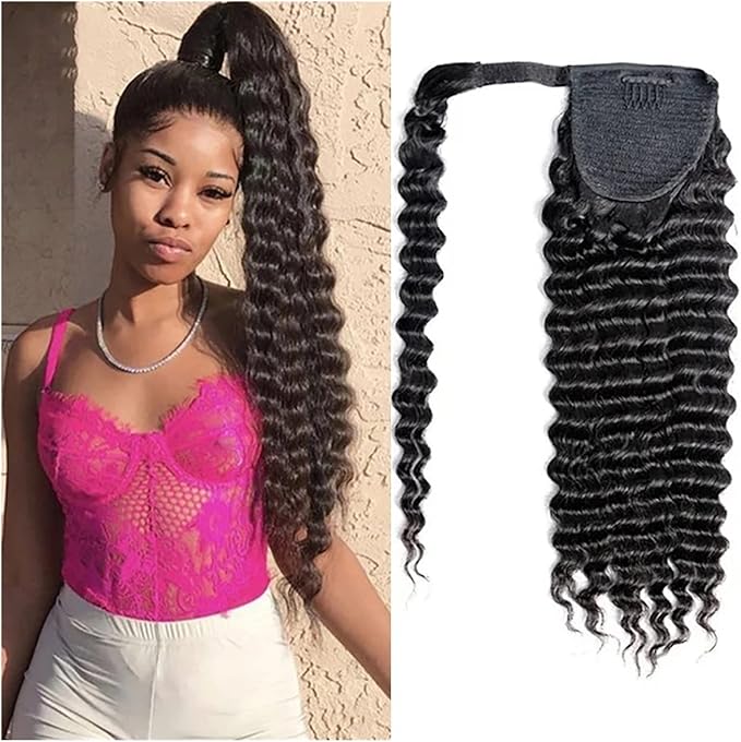 Ponytail Extensions for Women Deep Wave Ponytail Human Hair