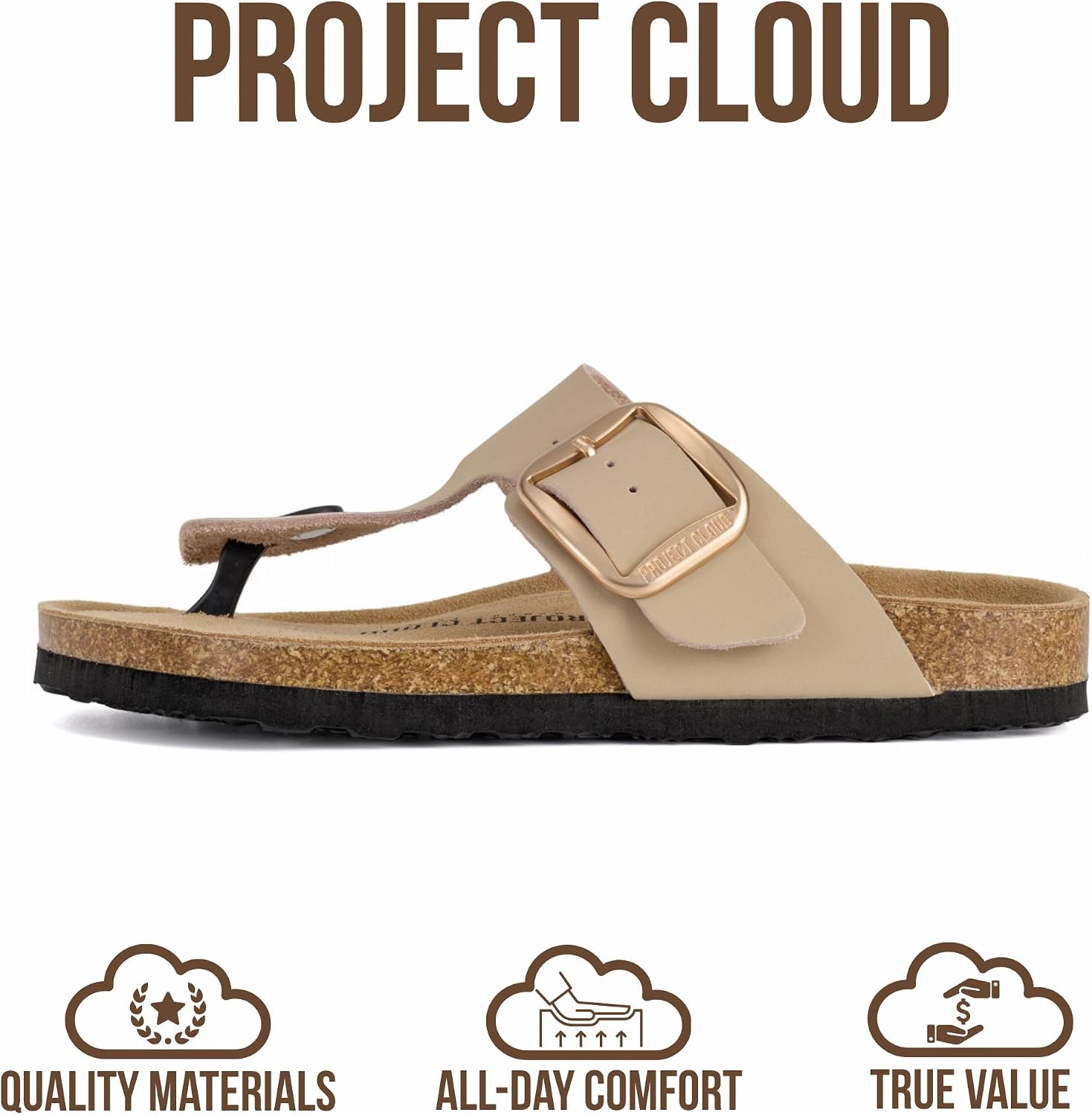 Project Cloud 100% Genuine Leather Thong Sandals Women Footwear - Memory Foam Insole Womens Sandals - Non-Slip Womens Flip Flops - Lightweight Sandals for Women 2026