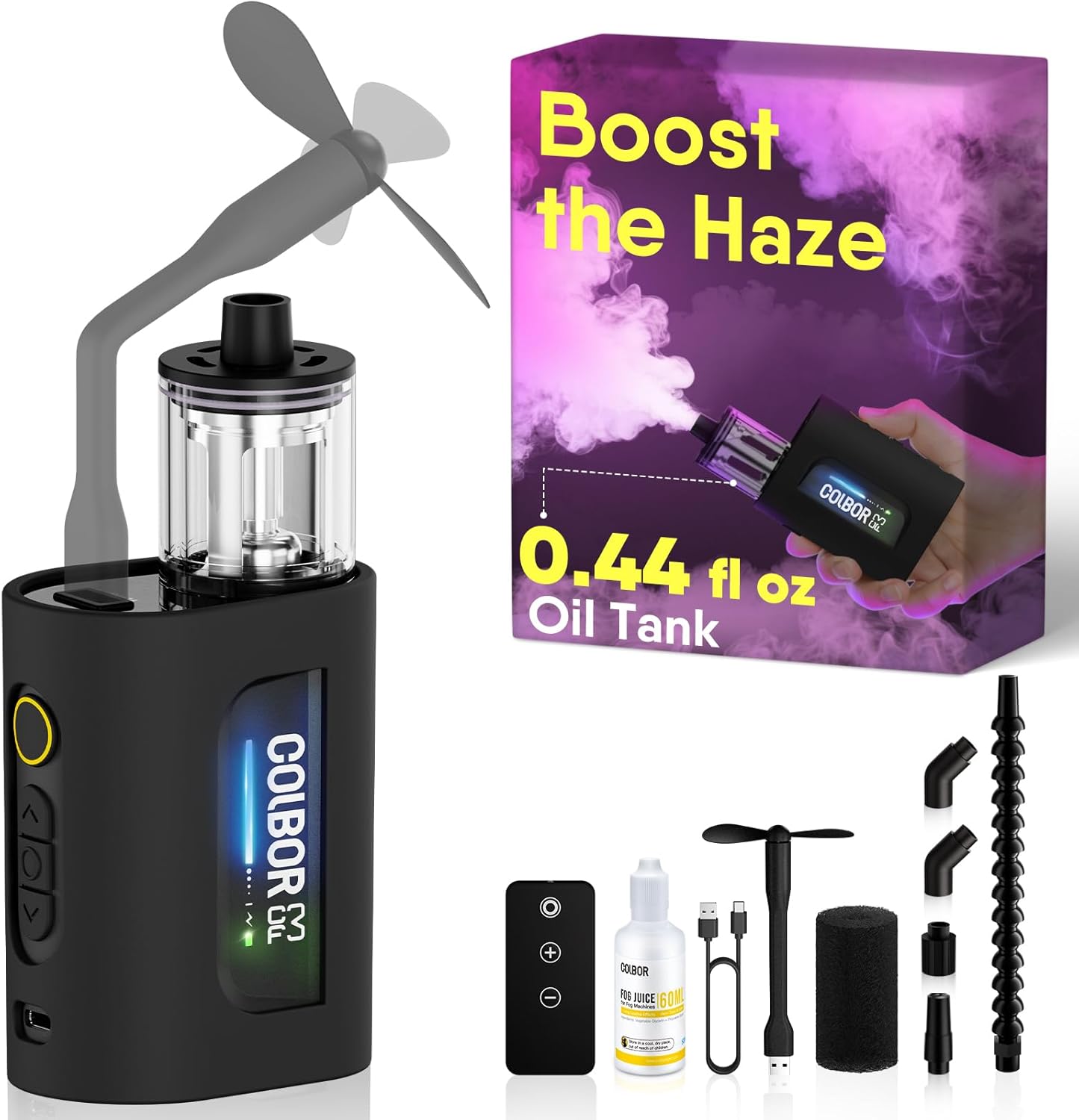 COLBOR CF3 Portable Fog Machine, Mini Handheld Smoke Machine for Photography with Remote Control, Small Fogger Haze Maker with 60° Tilt-Protection for Indoor Outdoor Christmas Party Wedding Cosplay