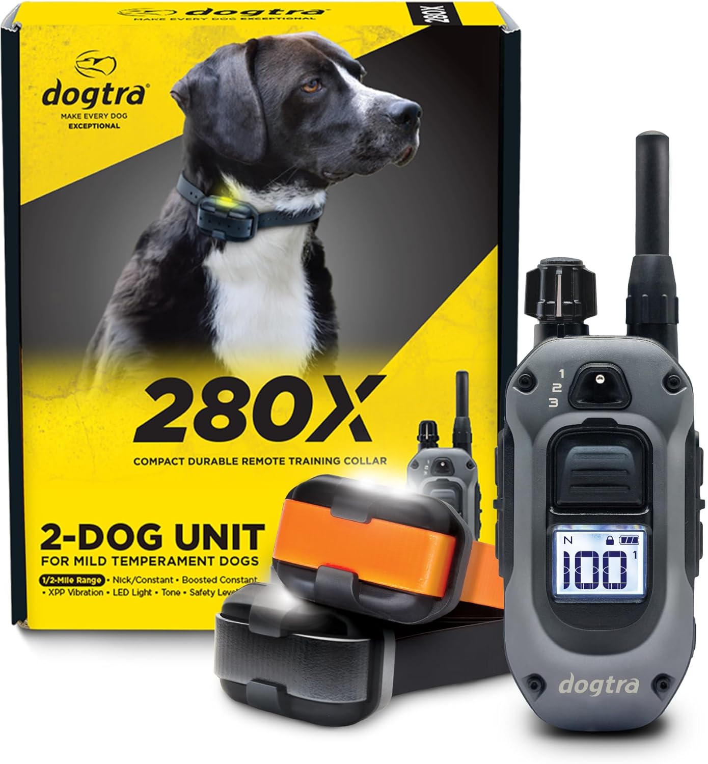 Dogtra 280C Waterproof 127-Level Precise Control LCD Screen 1/2-Mile Remote Training Dog E-Collar