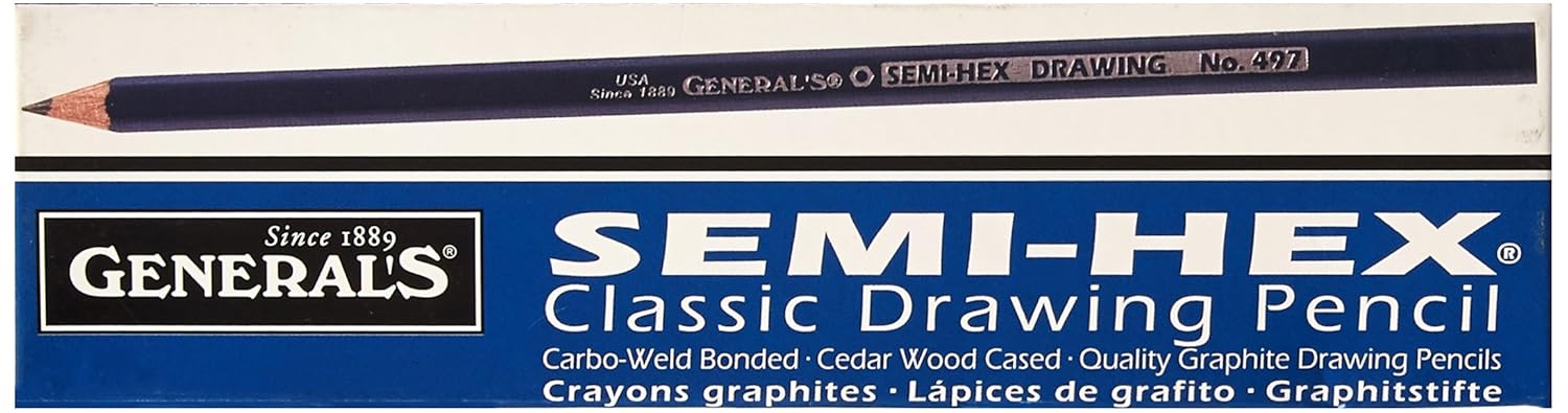 General's Hexagonal Non-Toxic Drawing Pencil - 4H Thin Tip – Black - Pack of 12 : Arts, Crafts & Sewing