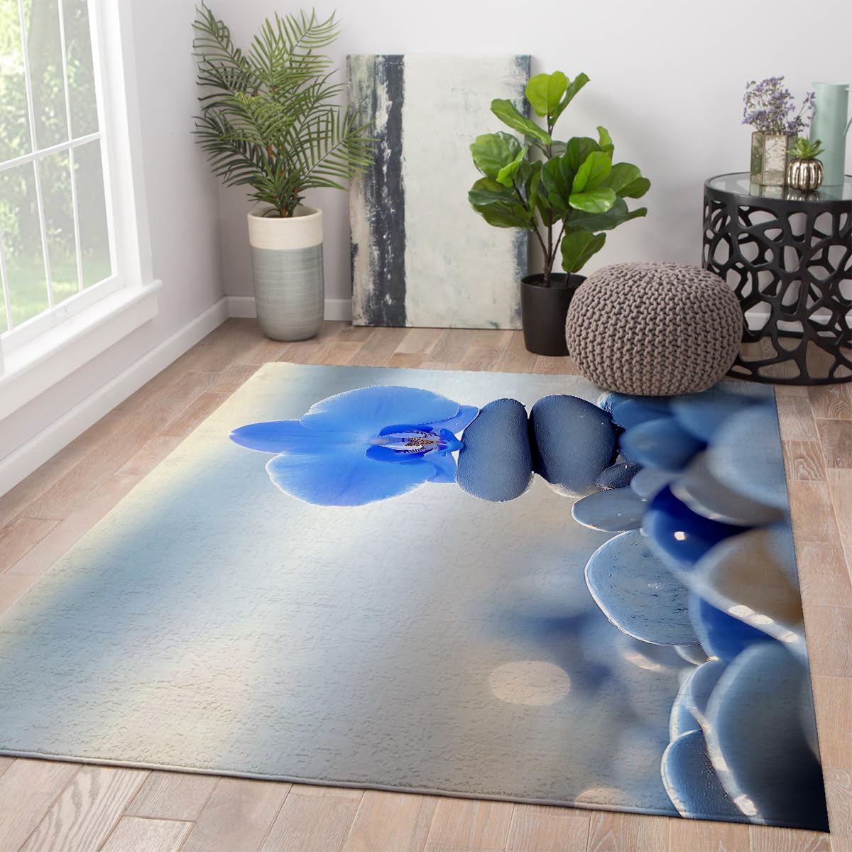 Küchenteppich Blauer Orchidee Steine Waschbar rutschfest 50x80cm