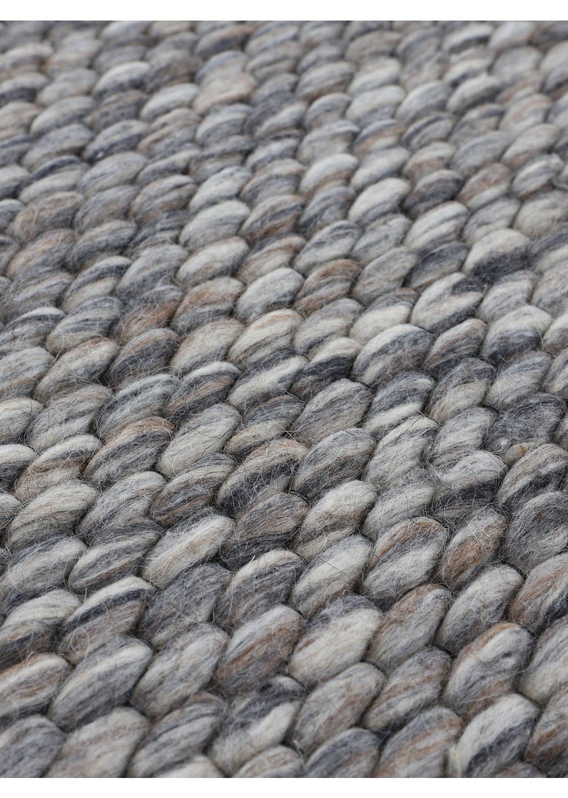 carpetfine Wollteppich Sina weicher handweb Teppich Natur Rund Grau meliert Ø 80 cm | Zeitloser Wollteppich für Wohnzimmer, Schlafzimmer & Kinderzimmer