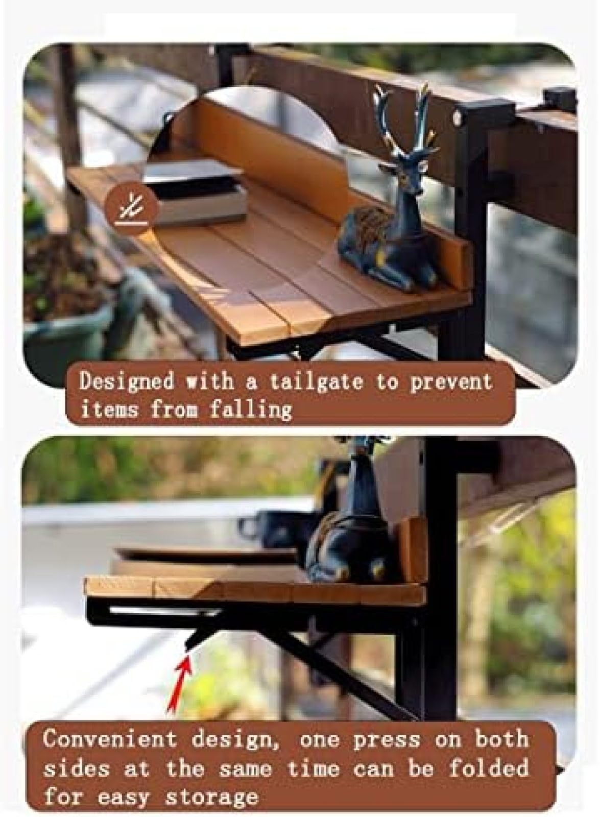 Tavolino Pieghevole da Balcone Sospeso, Ringhiera Altezza Regolabile Portatile Alluminio Scrivania,Tavolo sospeso multifunzionale per interni ed esterni(100 * 27cm/39.4 * 10.6in