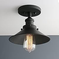 Vista 3 de Phansthy Lámpara de techo industrial semiempotrada, lámpara colgante de 1 luz con pantalla de metal de 8.1 pulgadas, lámpara colgante vintage