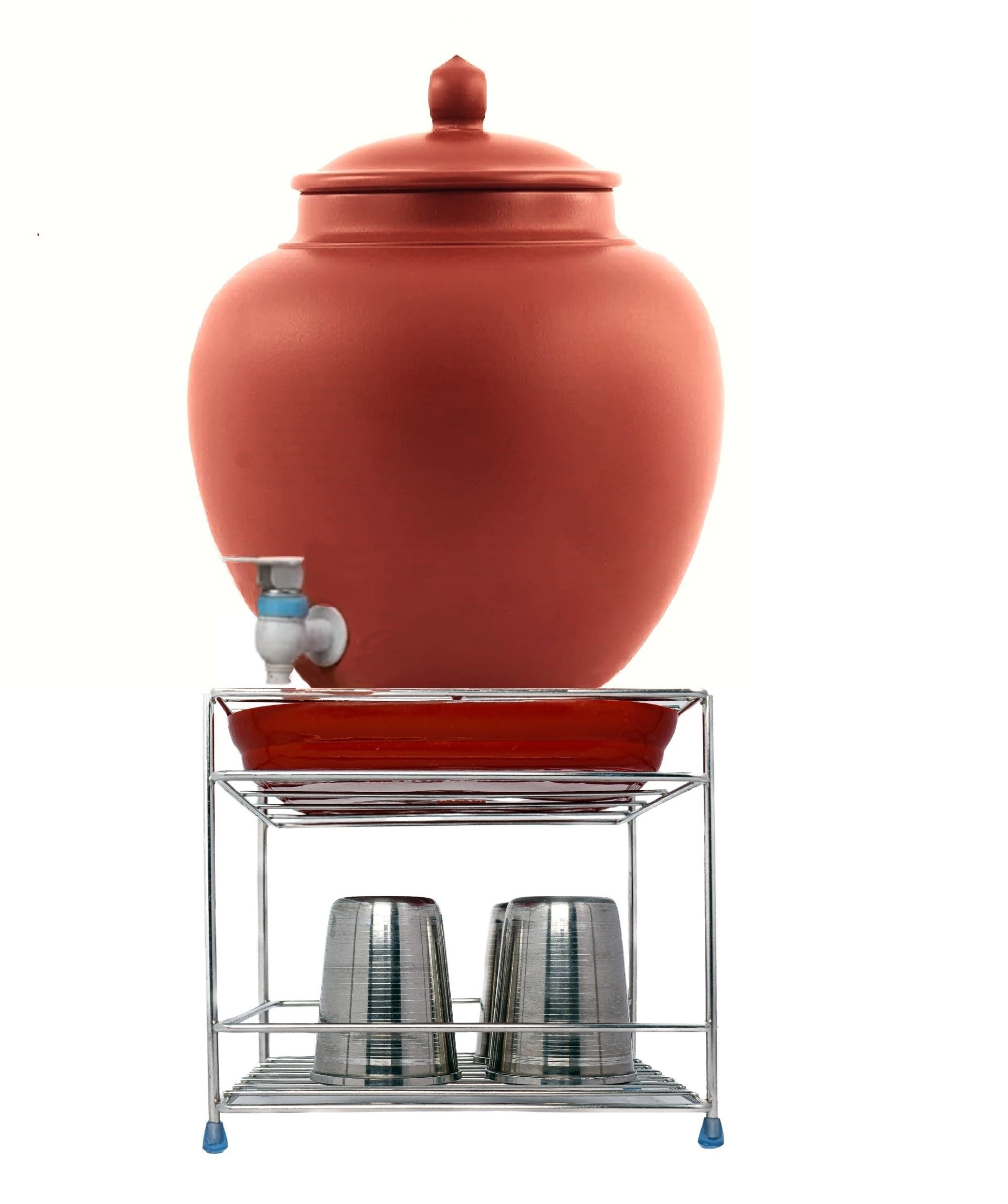 NISKR Heavy SS Matka Stand for Water Pot Versatile Water Dispenser Stand with (Free) 1 Glass 1 Tray Stand for Water Jar Plant Flower Pot Stand for Home and Office SIZE 20x20x19CM - Round Surface Stand (B0DH89PRY1) Amazon Price History, Amazon Price Tracker
