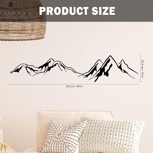 Miniatura 3 de JINGIHE Vinilo decorativo de pared de montaña, calcomanías de montaña para vehículos, 48 x 10 pulgadas, calcomanías de pared de picos de montañas,