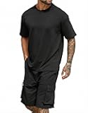 Men's Shirt and Shorts Set 2 Piece Fashion Summer Tracksuits Cotton Oversized T-Shirts Cargo Shorts Outfits