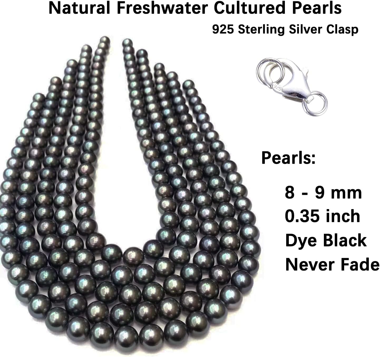 Alevel 3-11mm Freshwater Cultured Pearl Necklace, Handpicked Real Pearls, 925 Sterling Silver and 18K Gold Clasp